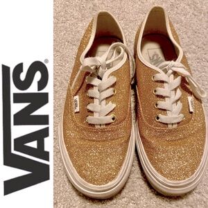 VANS LIMITED EDITION GOLD SPARKLE SPARKLY LACE UP SNEAKERS SHOES
